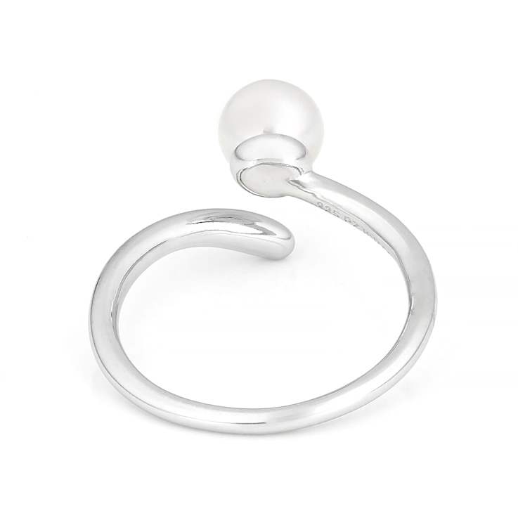 Freshwater Pearl Bypass Ring In Sterling Silver