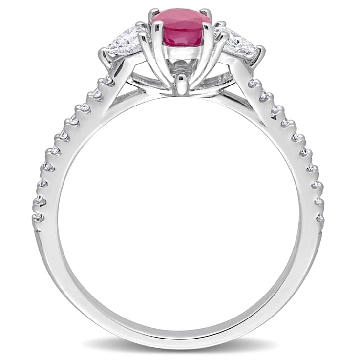 Ruby and Diamond 14K White Gold Ring 1.05ctw