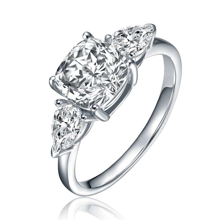 Princess-Cut CZ Three-Stone Engagement-Style Ring In Sterling Silver