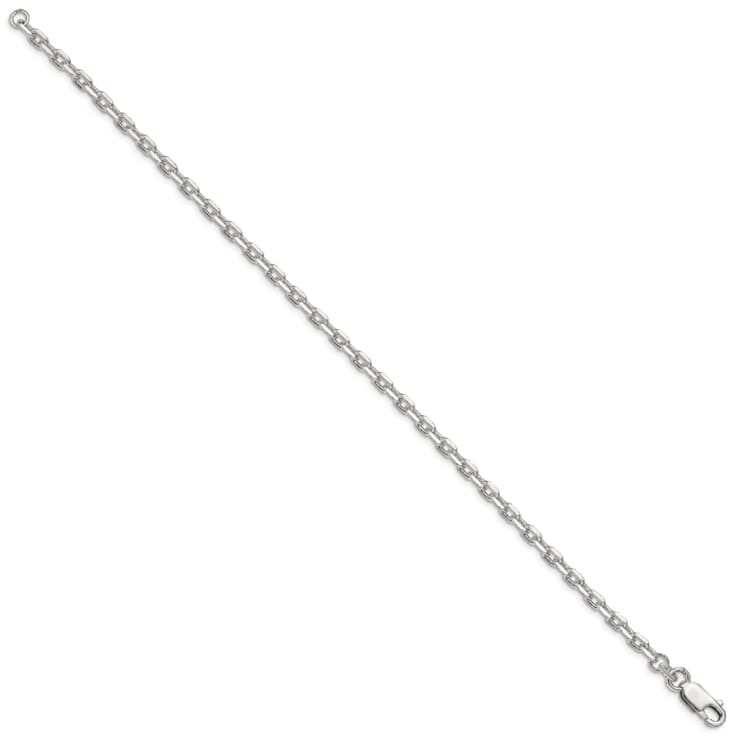 Sterling Silver 3.25mm Beveled Oval Cable Chain Bracelet