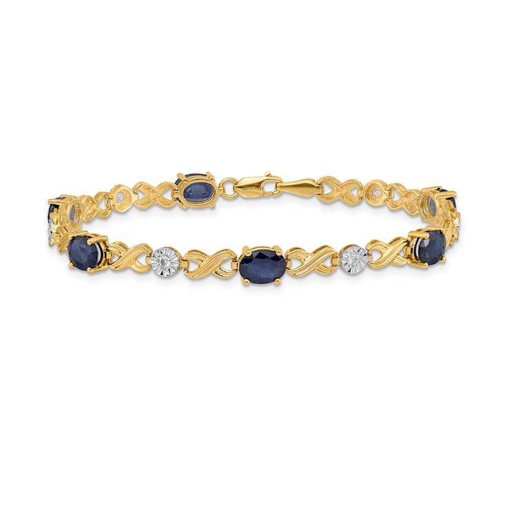 14k Yellow Gold and Rhodium Over 14k Yellow Gold Diamond and Sapphire
Infinity Bracelet