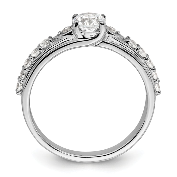 Rhodium Over 10K White Gold Lab Grown Diamond VS/SI GH, Engagement Ring 0.74ctw