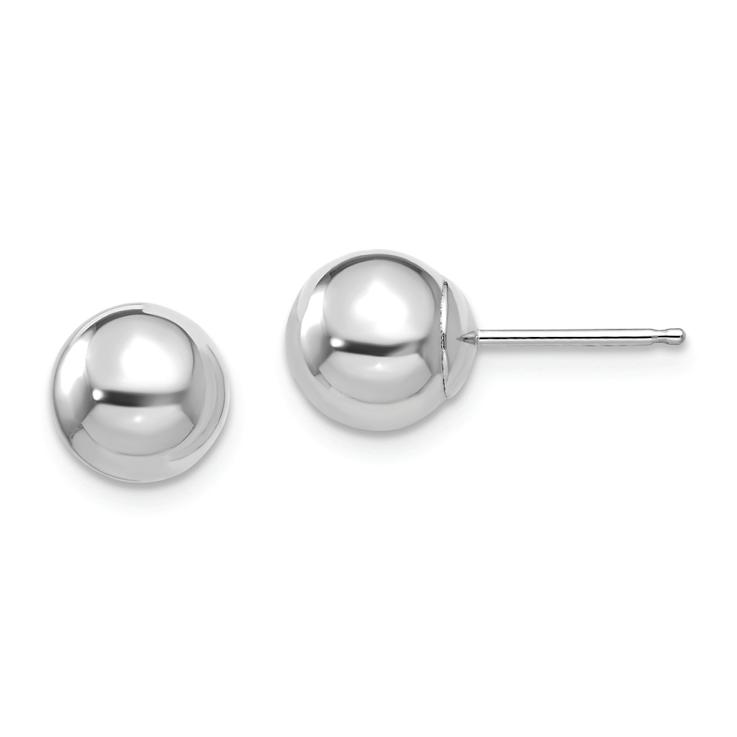 Rhodium Over 14k White Gold Polished 7mm Ball Stud Earrings