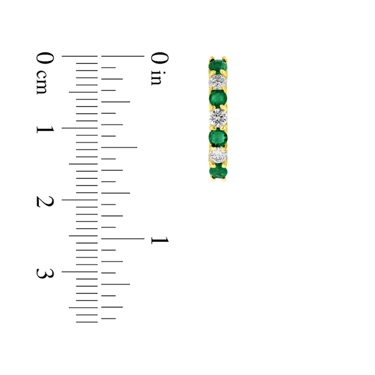 1.15ctw Emerald and Diamond Hoop Earrings in 14k Yellow Gold