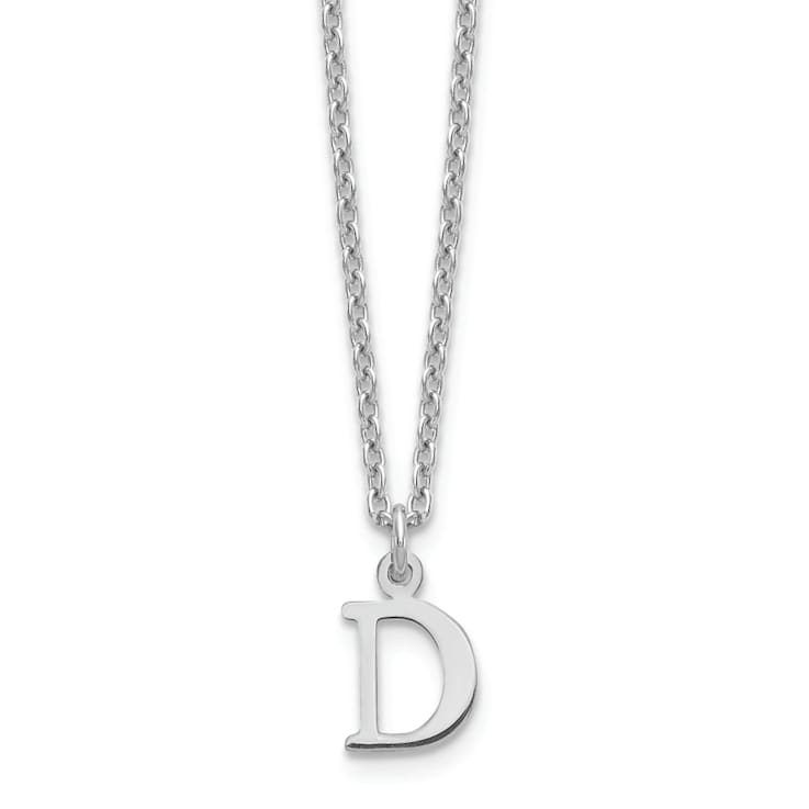 Rhodium Over Sterling Silver Cutout Letter D Initial Necklace