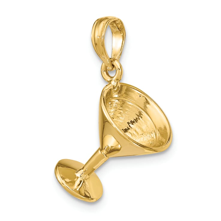 14k Yellow Gold 3D Polished Martini Glass Charm