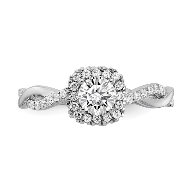 Rhodium Over 14K White Gold Eternal Promise Lab Grown Diamond Halo Ring 0.62ctw