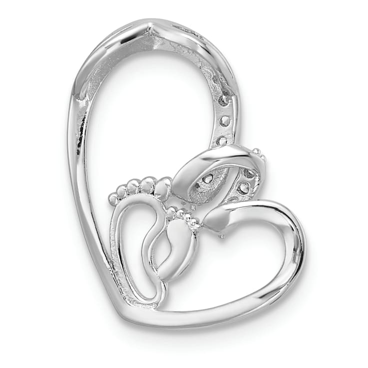 Sterling Silver and 14K Rose Gold Over Sterling Silver Cubic Zirconia
Heart with Footprint Pendant