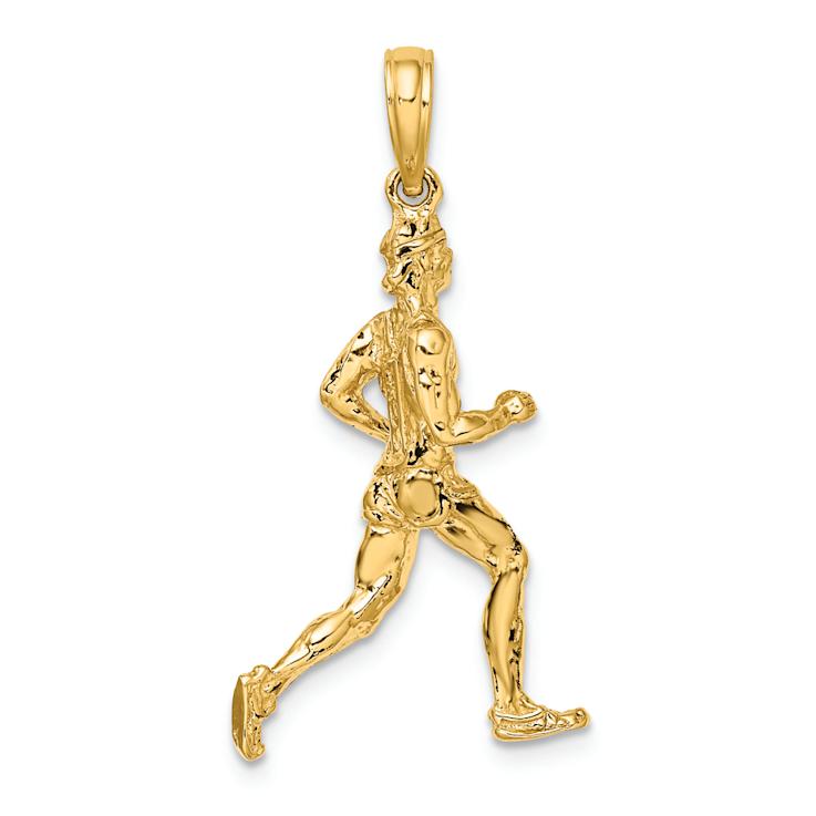 14k Yellow Gold 3D Polished and Textured Runner Charm