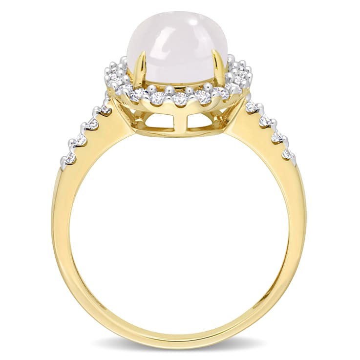 Moonstone and Diamond 14K Yellow Gold Ring 3.02ctw