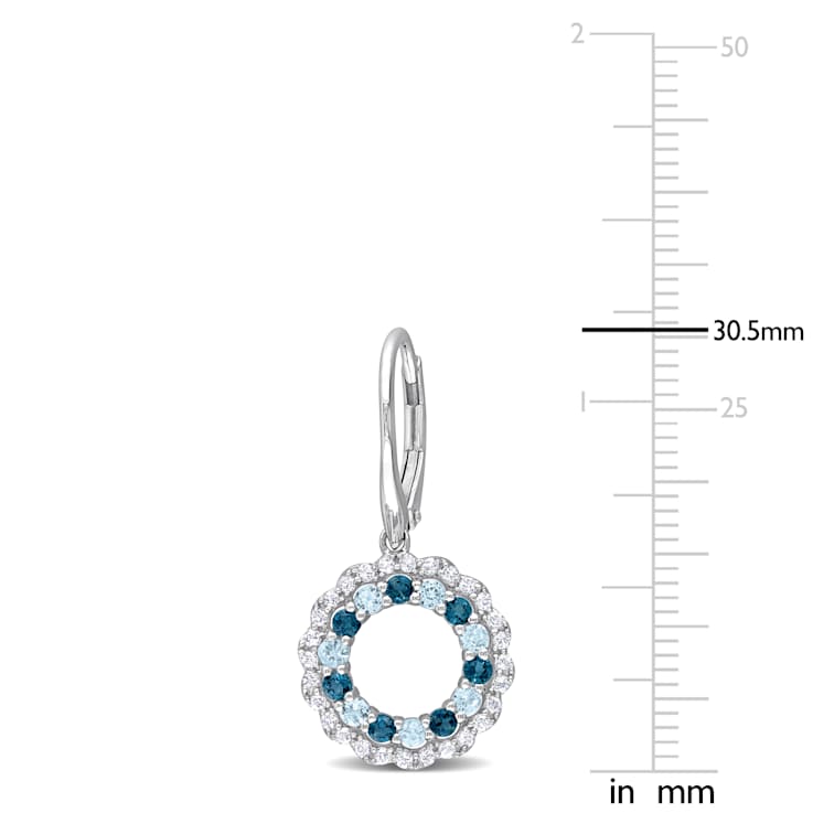 2ctw Sky Blue, London Blue and White Topaz Open Circle Drop Earrings in
Sterling Silver