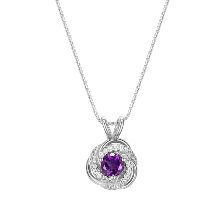 Purple African Amethyst Rhodium Over Sterling Silver Pendant With Chain 0.52ctw