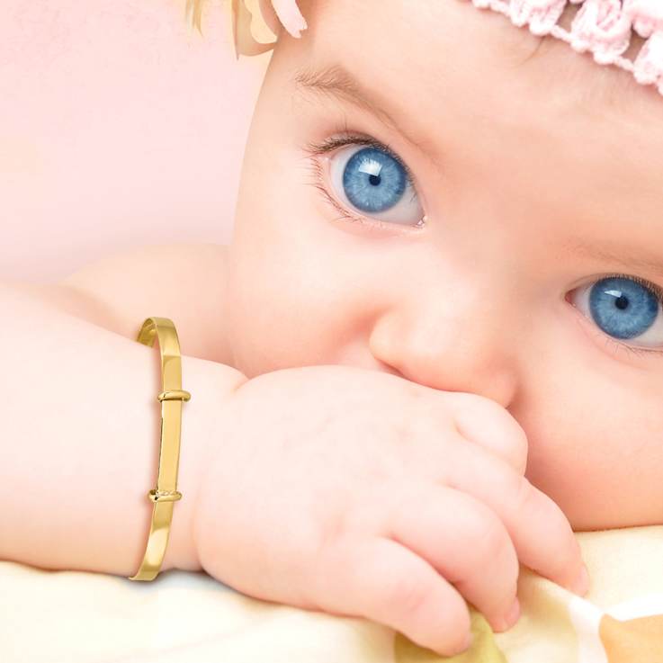 14k Yellow Gold Polished 3mm Expandable Baby Bangle