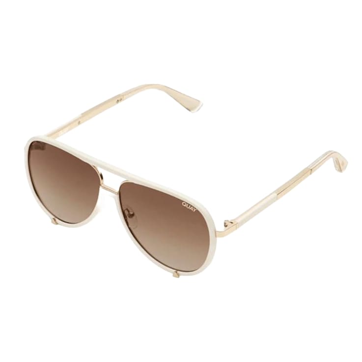 QUAY "HIGH-PROFILE" White Aviator Frame / Brown Polarized
Lenses Sunglasses