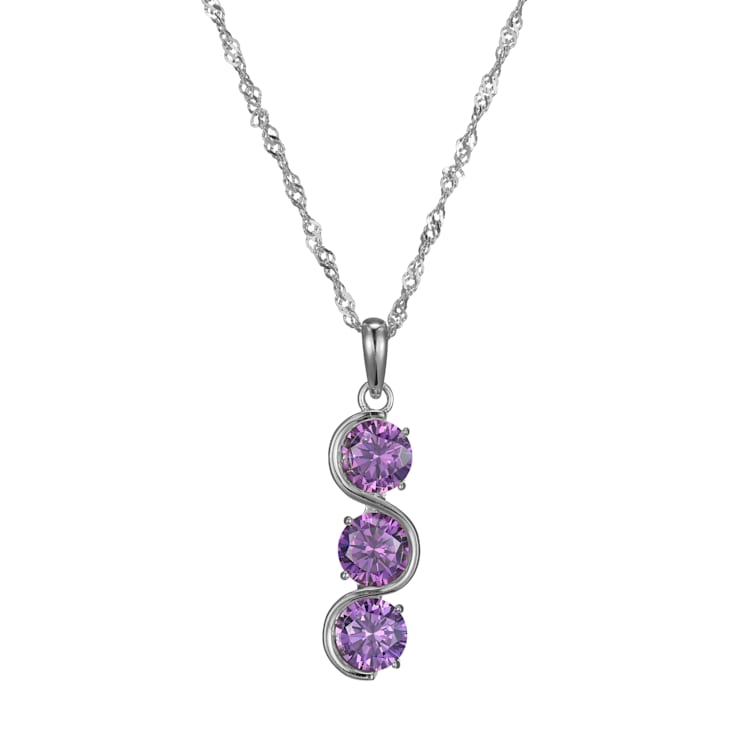 Purple Cubic Zirconia Platinum Over Sterling Silver February Birthstone
Pendant 6.36ctw