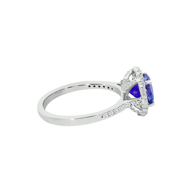 14K White Gold Round Tanzanite and Diamond Ring, 1.59ctw