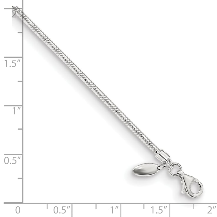 Sterling Silver Round Snake Chain Bracelet With Lobster Clasp