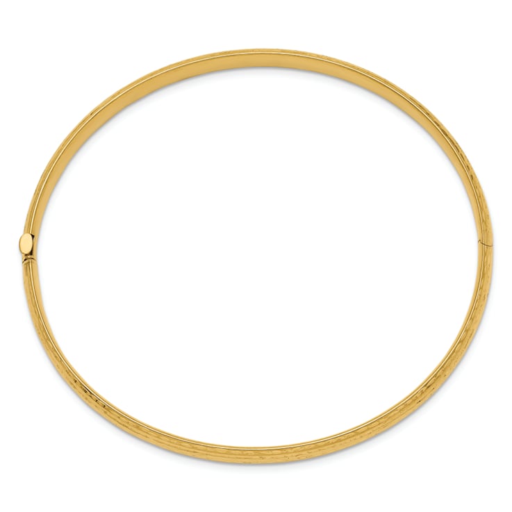 14k Yellow Gold 4.75mm Diamond-Cut Fancy Hinged Bangle Bracelet