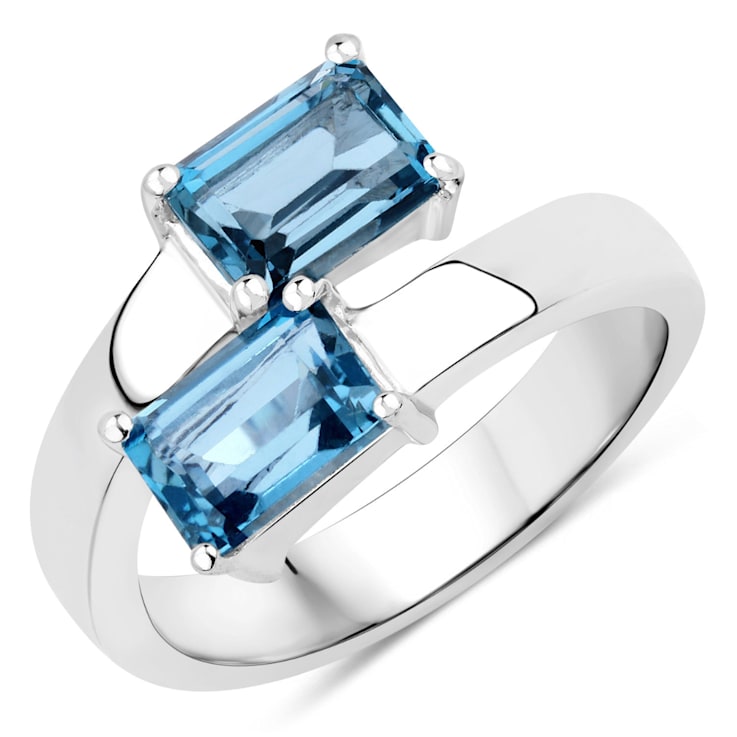 London Blue Topaz Bypass Ring In Sterling Silver 2.4ctw