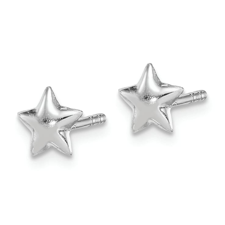 Rhodium Over Sterling Silver Star Children's Post Earrings