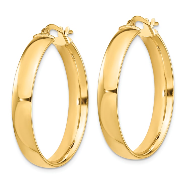 14k Yellow Gold High Polished 1 1/4" Hoop Earrings