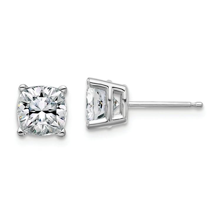 Rhodium Over 14K White Gold 2.25ct. 6.0mm Cushion D E F Pure Light
Moissanite Earrings