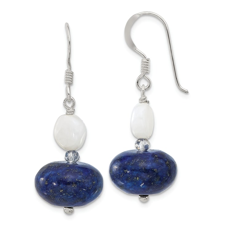 Sterling Silver Lapis Lazuli Shepherd Hook Dangle Earrings Sterling Silver Lapis Lazuli Shepherd Hook Dangle Earrings
