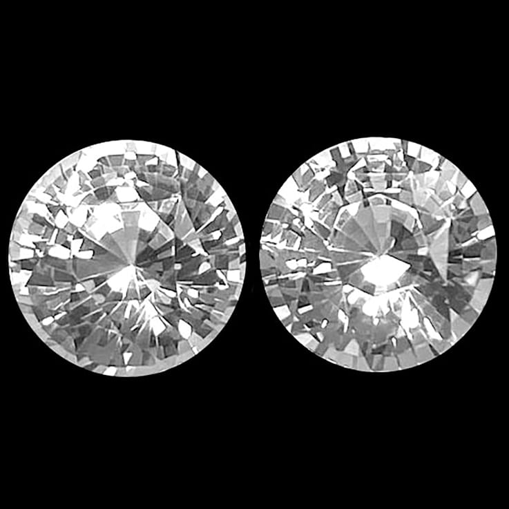 White Sapphire 8.3mm Round Matched Pair 6.42ctw