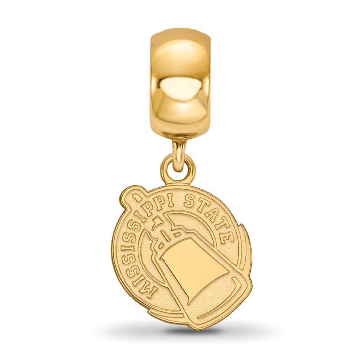 14K Yellow Gold Over Sterling Silver LogoArt Mississippi State
University Small Dangle Bead