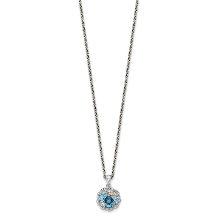 Rhodium Over Sterling Silver with 14K Accent Swiss Blue topaz/London
Blue/White Topaz Necklace