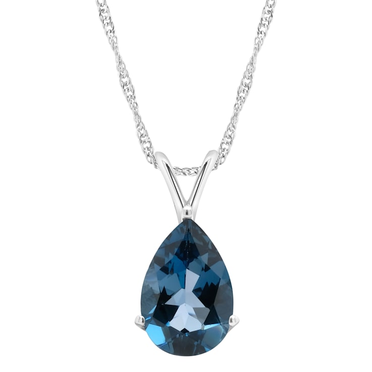 12x8mm Pear Shape London Blue Topaz Rhodium Over Sterling Silver Pendant
With Chain