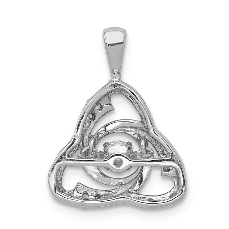 Rhodium Over 14K White Gold Vibrant Diamond Celtic Pendant