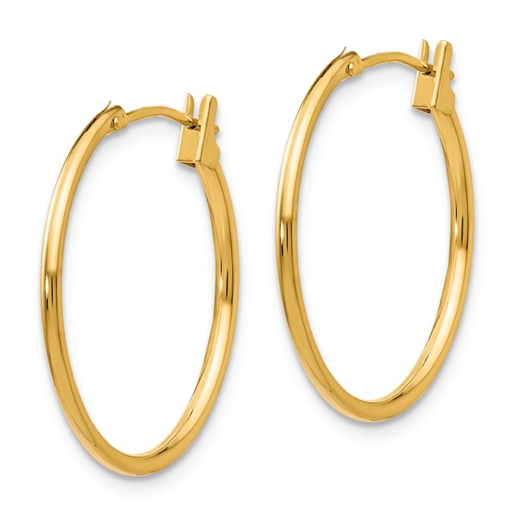 14K Yellow Gold Polished 1mm Hoop Earrings