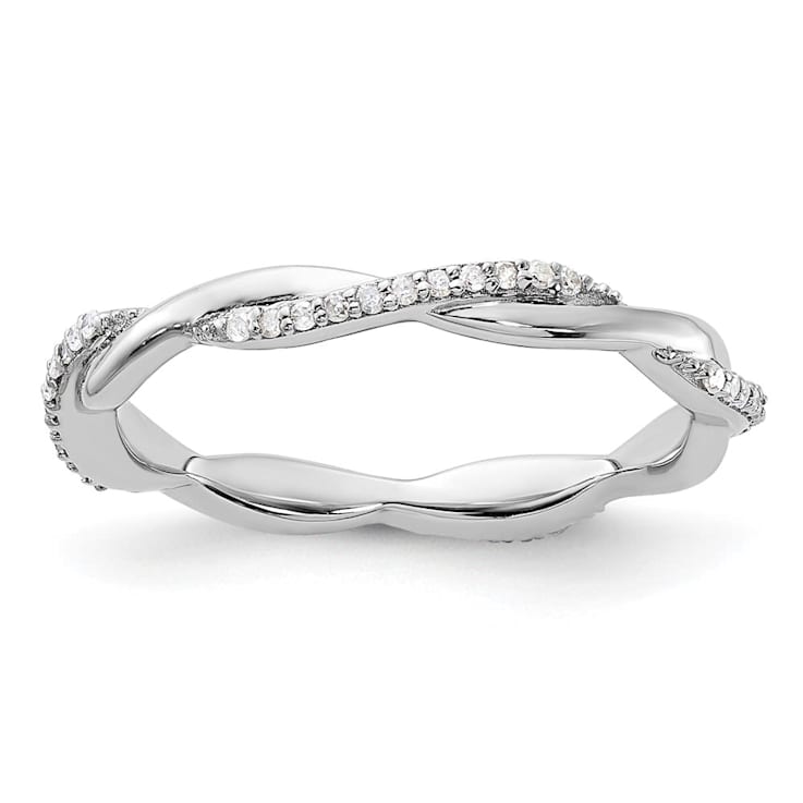 Sterling Silver Stackable Expressions Polished Diamond Ring 0.132ctw