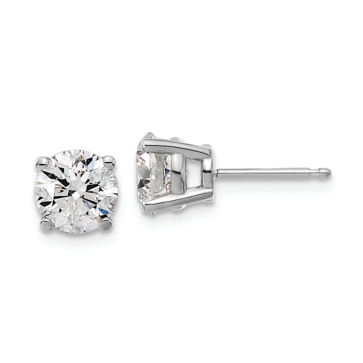 Rhodium Over 14K Gold Certified Lab Grown Diamond 2ct. VS/SI GH+,
4-Prong Earrings