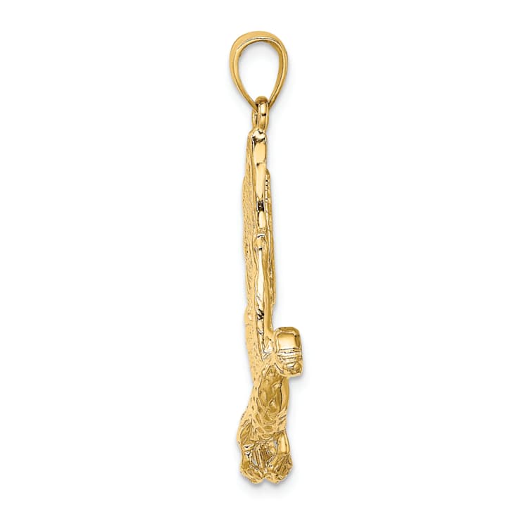 10K Yellow Gold Textured Flying Mallard Duck Charm