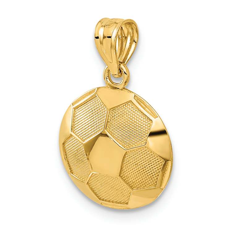 14k Yellow Gold Textured Soccer Ball Pendant