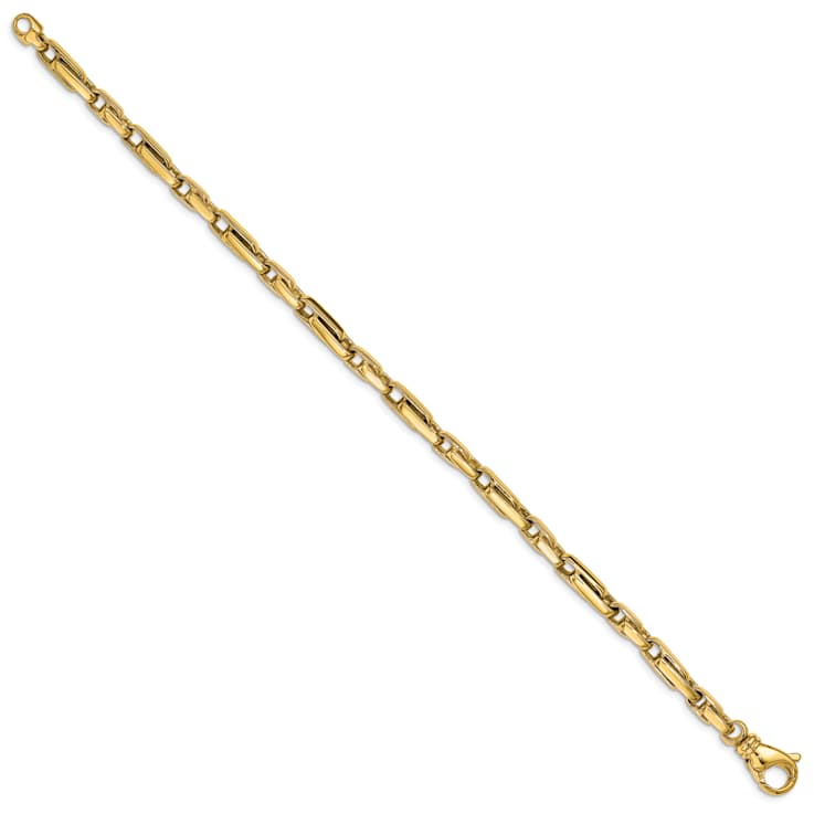 14k Yellow Gold 5mm Hand-polished Fancy Link Bracelet