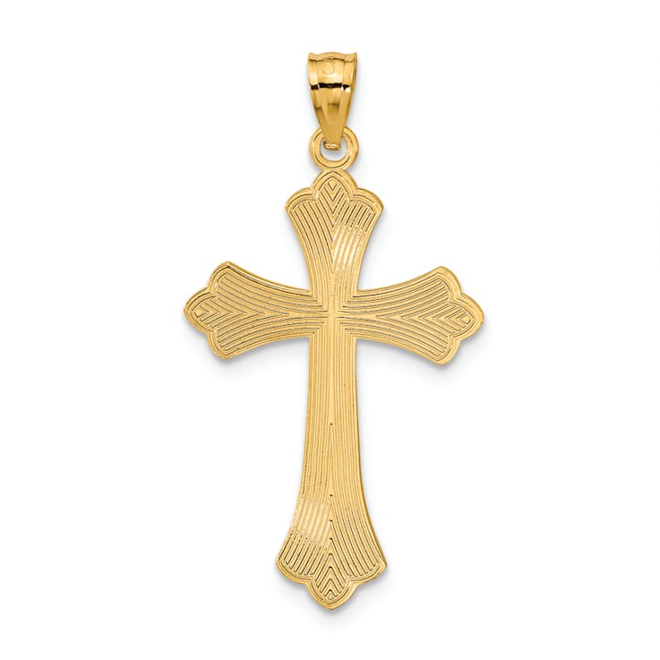 14k Yellow Gold Diamond-Cut Cross Pendant