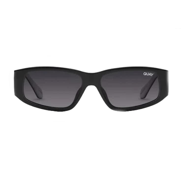 Quay No Envy Black and White Rectangular Frame / Smoke Lenses Sunglasses