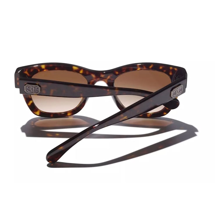 Chanel Dark Brown Tortoise "CC" Logo Accent Frame/ Brown Lens Sunglasses
