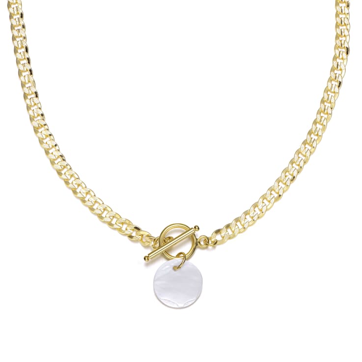 White Charm Necklace In 14K Gold Over Brass