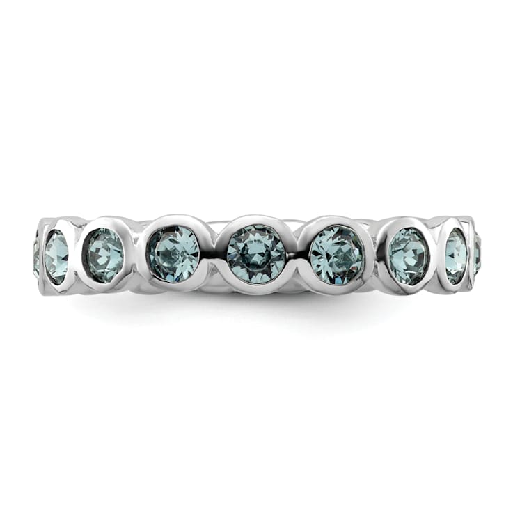 Sterling Silver Stackable Expressions Blue Crystal Ring