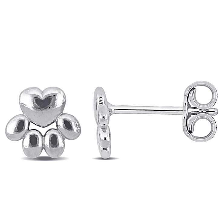 Children's Paw Stud Earrings in Sterling Silver