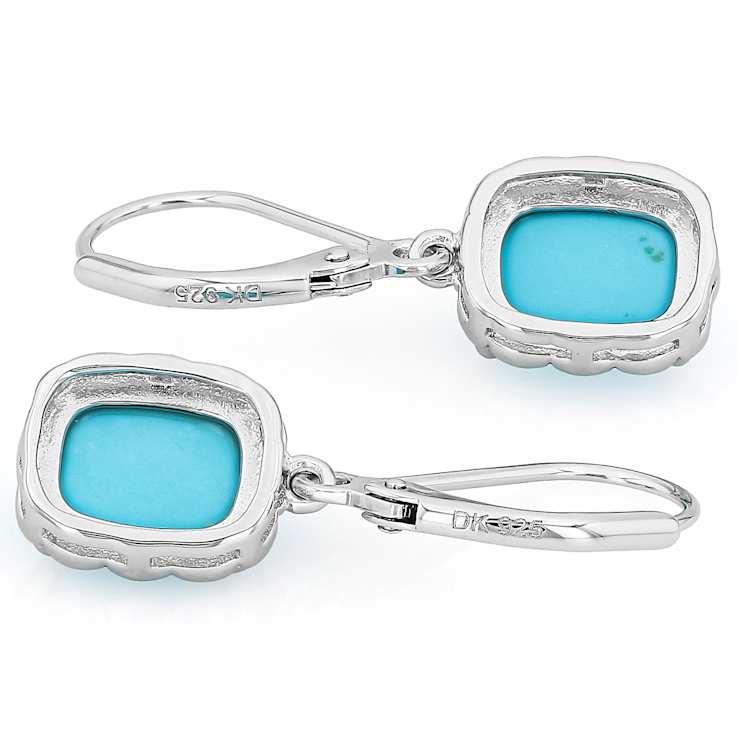Turquoise Drop Earrings In Sterling Silver 9x7mm