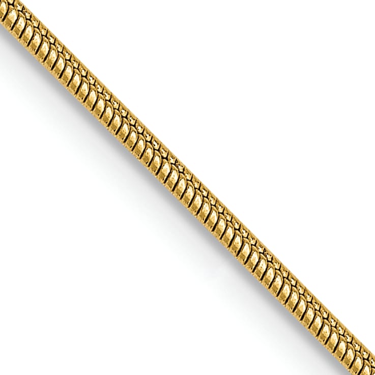 14K Yellow Gold 1.1mm Round Snake Chain Necklace