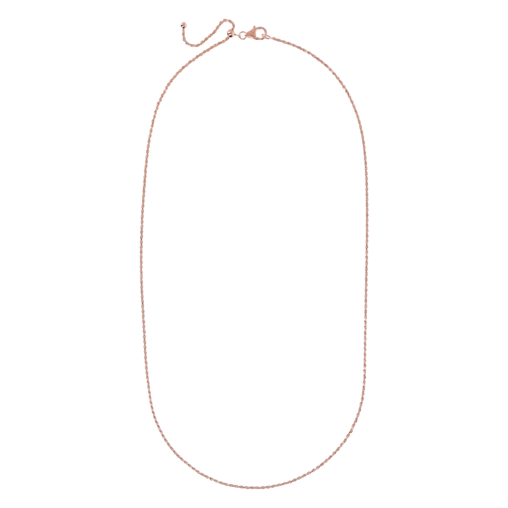 18K Rose Gold Plated Sterling Silver 1.46 mm Adjustable Rope Chain
22" Necklace
