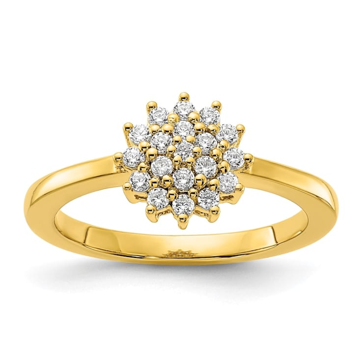 14K Yellow Gold Lab Grown Diamond SI1/SI2, G H I, Cluster Ring