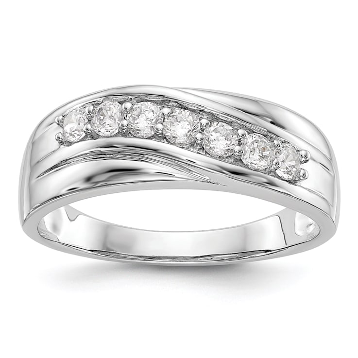 Rhodium Over 14K Gold Lab Grown Diamond SI1/SI2, G H I, Men's Band