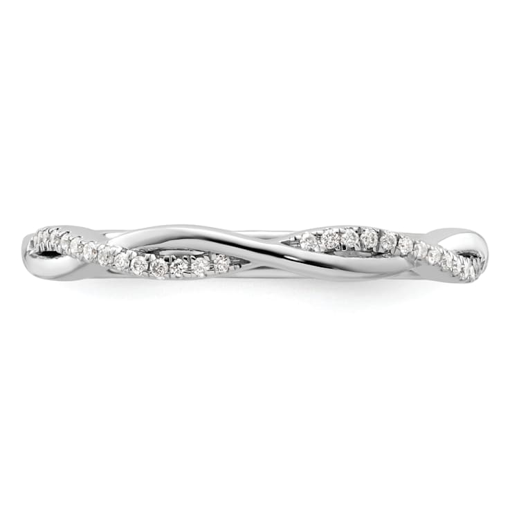 14K White Gold Stackable Expressions Diamond Twist Ring 0.084ctw